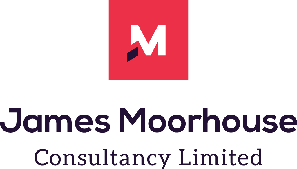 Logo for James Moorhouse Consulting Limited. M character inside red box